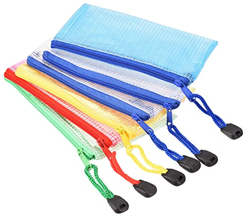 sourcing map Bolsas de malla con cremallera, tamaño B8, documentos de papel, carpetas de bolsas de facturas para artículos de oficina, hogar, multi colores, 6