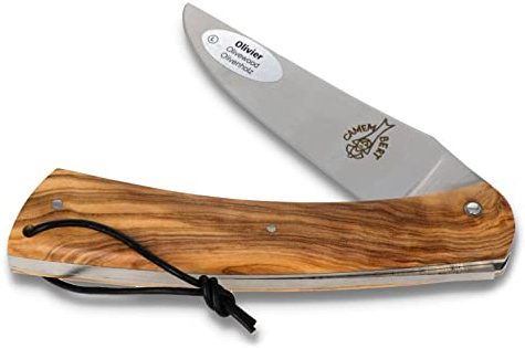 Sauveterre Le Camembert Taschenmesser - 11 cm voller Griff Olivenholz - Klinge satiniert - Messer Frankreich handgefertigt