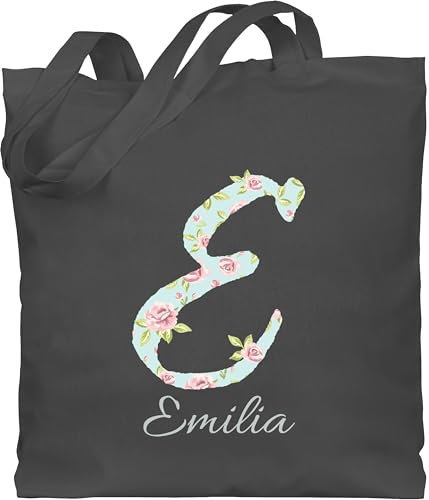 Baumwolltasche - Initialen - Geschenk personalisieren mit Buchstaben I Namen Geschenkidee Weihnachten I Ostern I Nikolaus - Unisize - Dunkelgrau - namens geschenke anfangsbuchstabe buchstabe