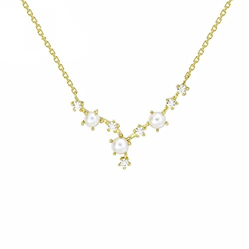 Epinki Echtgold Schmuck Halskette Gelbgold 18K 750, Klassiker Anhänger mit Perle, Rundschliff, Au750 Gold Halskette Damen Zirkonia für Frauen, Gold, 45cm