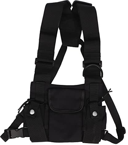 Großer Universeller Funk Brustgurt, Verstellbare Walkie Talkie Unterhemd Brusttasche mit Zentraler Tasche für Polizei, Werkstätten, Baustellen Usw.