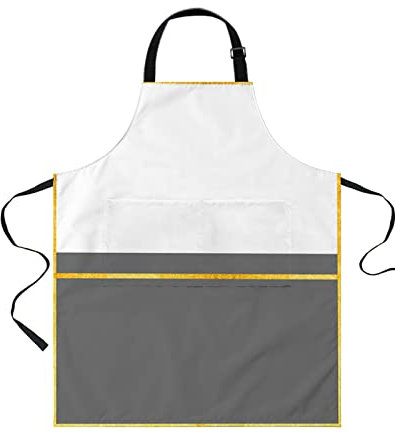 408 Kunstkittel, Moderne Graue Geometrie Abstrakte Gelbe Streifen Weiße Kunst Arbeitsschürze Verstellbare Schürzen Personalisiert Malschürze Für Bemalen Café Bäcker 70X84Cm