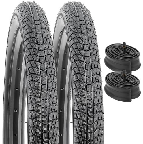 YunSCM 2Pcs Faltbarer 16 Zoll Reifen 16x1.75 ETRTO 47-305 Plus 2Pcs 16 Zoll Schlauch AV32mm Ventil kompatibel Kinderfahrräder, Rennräder, Citybikes 16x1.75 Fahrradreifen und Schlauch