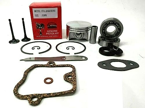 Lil Red Barn 50mm Complete Engine Rebuild Kit for Stihl BR500, BR550, BR600 & BR700 Includes Piston, Valves, Bearings & Seals Washer and Feeler Gauge Replaces 4282 030 2003 4-Mix Standard Bore