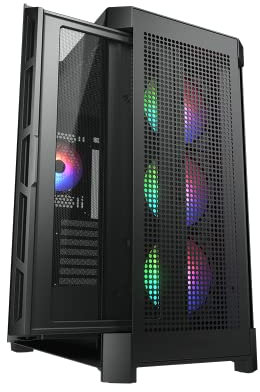 COUGAR DUOFACE PRO RGB Mid Tower PC Case con 2 pannelli frontali separati Mesh e vetro e ventilatori RGB (Black)