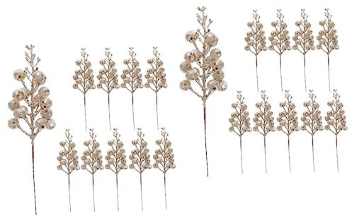 Garneck 20stücke Künstliche Weihnachtsbeeren Zweige Teiliges Glitzernde Deko Für Weihnachtsbaum Kranz Und Tischdekoration Champagnerfarbe Für Festliche Anlässe Und -projekte