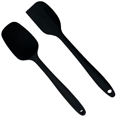 Silicone Spoon Spatula, Wok Spatula, Non-Stick Kitchen Utensils with Steel Core for Cooking, 1 Silicone Spatula and 1 Spoon Spatula
