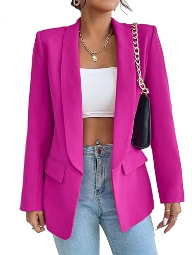 LIAOPUFUS Mujer Blazer Slim Fit Manga Larga Traje de Solapa Costume de Chaqueta de Oficina Comercial con Bolsillo Y Variedad de Colores Estilo Clásico de Ocio (Rojo Rosa, M)