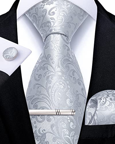 DiBanGu Herren Paisley Krawatte formelle Seiden-Krawatte & Einstecktuch Manschettenknöpfe Krawattenklammer für Hochzeitsfeier Abschlussball
