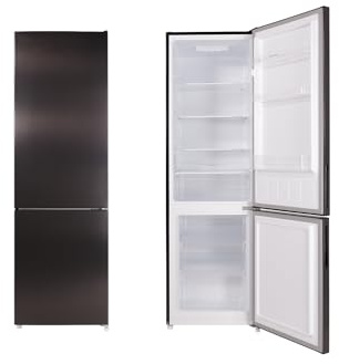Respekta Réfrigérateur congélateur pose libre / 187 L de réfrigération / 75 L de congélation/avec bac à glaçons / KG176IX-37 / (H) 176 x (L) 54 x (P) 55 cm / 38 dB/Black Steel [Classe énergétique D]