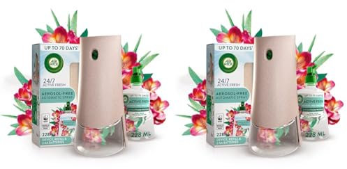 Air Wick Aerosol-Free Automatic Air Freshener Spray Kit| Eucalyptus| 1 Gadget, 1 Refill and 2 AA Batteries| 24x7 Active Fresh Odour Neutraliser | Lasts Up to 70 Days (Pack of 2)