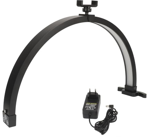 Fabater Luce a Mezzaluna per Scrivania per Unghie, Lampada per Manicure a LED a Mezzaluna, Luce per Unghie Dimmerabile da 3200 a 5600K con Clip per Telefono, Illuminazione Fredda e