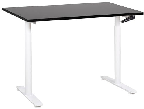 Beliani Höhenverstellbarer Schreibtisch mit Kurbel schwarz/weiß 120x72 cm DESTINAS