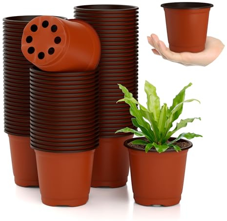 Semis Pot De Fleurs En Plastique Godets Repiquage,Mini Pots de Culture | 100 Pièces Petit Pot Plastique Plante,Pots De Plantes En Plastique,Plantes En Plastique Avec Trous De Drainage