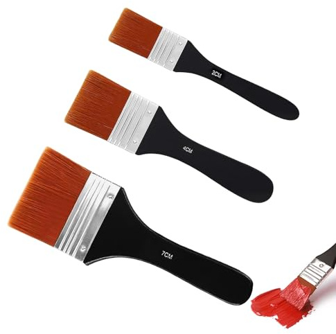 Acrylic Paint Brush Set, 2/4/7cm Flat Paint Brush Large Brushes for Acrylic Painting Professional Paint Brushes Art Paint Brush Set for Paintings, Watercolor, Oil (3PCS)