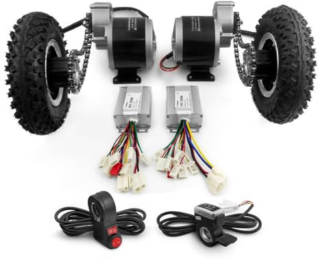 L-faster Motore a Spazzola con Trasmissione a Catena, Kit di conversione carriola da Campeggio con retromarcia, Doppio Set di Ruote da 8 Pollici, 24V, 36V, 700W (24V350W Max Speed 9kph)