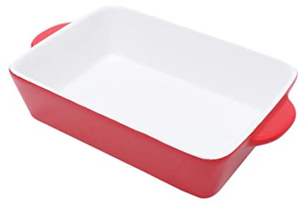 CONGARTENO Teglia Cucinando Cottura Forno Cottura Della Pizza Piatto Di Porcellana Padella Per Lasagne Profonda Con Coperchio Vassoio Da Portata Per Torte Vassoi Per Alimenti Foglio Rosso