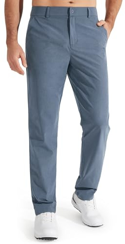 Libin Men's Dress Pants 32 Comfy Business Casual Golf Pants Quick Dry Lightweight Clothing for Men Travel Vocation Work Trousers Water Resistant, Ice Blue, 30W x 32L