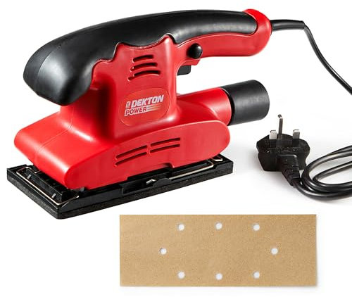 Dekton Full Size Sander - High Performance Electric Sander| 150W Motor| Adjustable Speed Setting| Ergonomic Grip| Dust Collection System| Ideal for Wood, Metal|Includes Sandpaper| Smooth Finishes