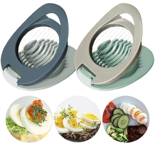 2 Pack Egg Slicer with Stainless Steel Wire Egg Slicer, Multifunctional Egg Cutter for Evenly Slicing Boiled Eggs Ham Banana and Strawberry,Egg Piercer,Egg Cutter