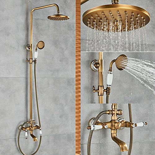 asdchZen Système De Robinet De Douche À Effet Pluie Rond De 8 Pouces Combiné avec Buse De Baignoire