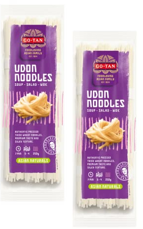 Go-Tan® | Udon Noodles Giapponesi | Spaghetti Giapponesi | Pasta Farina Grano Tenero - 2 x 250 Gr