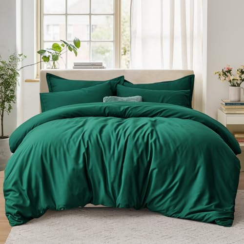 Tifschlaf Bettwäsche-Set für Super-Kingsize-Bett, Bettbezug mit 2 Kissenbezügen, ultraweich gebürstete Mikrofaser, Bettwäsche-Set mit Reißverschluss, Dunkelgrün (260 x 220 cm)