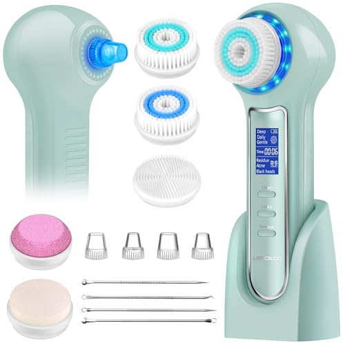 UMICKOO Exfoliant pour le visage avec écran LCD, brosse de nettoyage du visage rechargeable IPX7 étanche 3 en 1 sous vide pour exfolier, masser et nettoyer les pores en profondeur