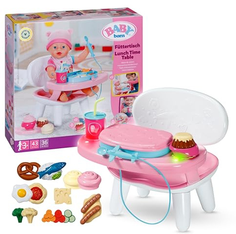BABY born Lunch Time Table with Lights and Sounds - Over 10 Different Dishes and Drinks - For dolls up to 43cm - Suitable for ages 3+