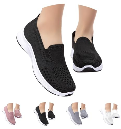 Scarpe Donna Ortopediche Estive Chiuse Senza Lacci Slip On Sneakers da Ginnastica Traspirante Antiscivolo Leggere Sneakers Camminare Estive Comode Sportive Scarpe per Mamme di Mezza età e Anziane
