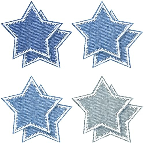 luckaide Flicken zum Aufbügeln, 8 Stück Stern Bügelflicken, Patches zum Aufbügeln, Aufbügelflicken Kinder Löcher Flicken für Jeans, Kleidung, Jacken, T-Shirts, Hüte, Rucksäcke
