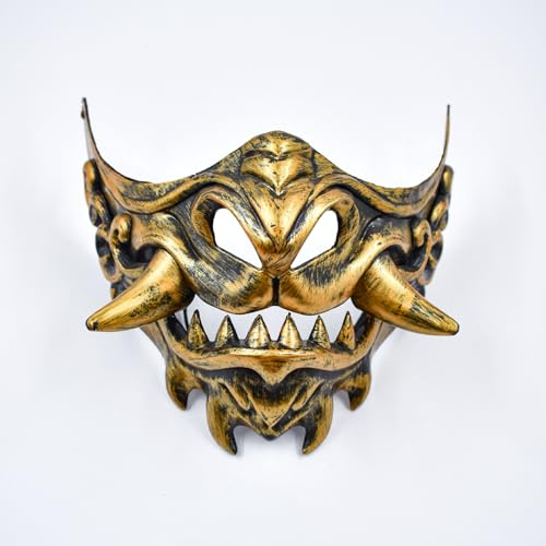 TENIREALX Hannya Demi-masque japonais peint à la main Guerrier Samouraï Oni Masques Cosplay pour Halloween Party Performance