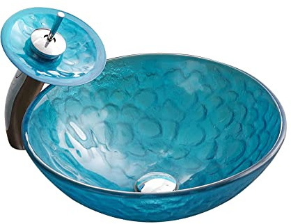 Vessel Sink Tempered Glass Washbasin Round Countertop Vanity Bowl Basin for Bathroom