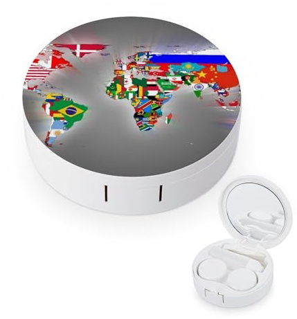 fkgvwo Contact Lens Case World Map Contact Lens Box Travel Kit Portable for Travel & Home