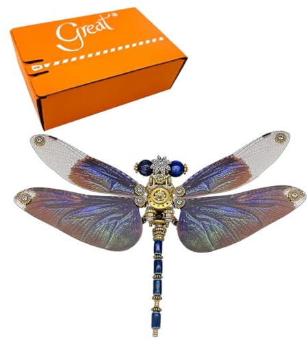 3D Metall Puzzle Insekten, Steampunk Mechanisch Bionischer Schattenlibelle Modellbausatz, DIY Montageblock Puzzle Geschenk Schreibtischdekoration (200+ Teil)