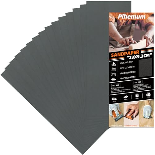 15 PCS Wet Dry Sandpaper 5000 Grit Sheets for Polishing & Finishing | 9 x 3.6 Inch Sand Paper Assortment Pack, Silicon Carbide Abrasive, Grit Marked Sheets, Wood, Metal & Automotive Polishing
