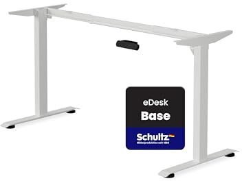 Schultz® Tischgestell Höhenverstellbar Elektrisch Weiß (110-150 cm) - Leises Motorisiertes Schreibtischgestell mit 60 kg Tragkraft - Perfekt für Homeoffice Ergonomie - Kompakt & Sicher