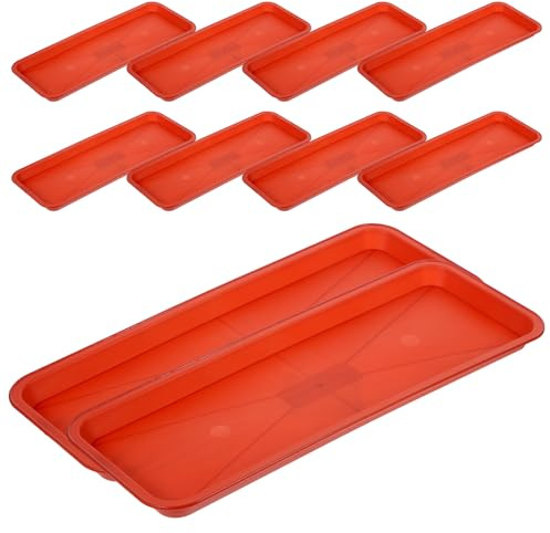 ADOCARN Sottovaso Rettangolare per Bonsai Rosso, 10 Pezzi in Pp | Vassoio Antigoccia, Uso Interno ed Esterno, Resiste a Deformazioni, per Vaso e Pianta