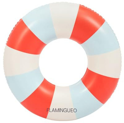 Flamingueo simring för barn – för strand och pool – munkform – slitstark PVC – dubbelventil – flerfärgad