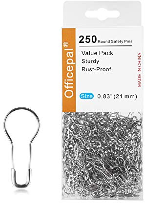 Officepal Épingles de sûreté en Vrac pour vêtements et travaux manuels - Épingles en Acier Inoxydable en Forme de Poire de 2,1 cm, 250 pièces (Argent)