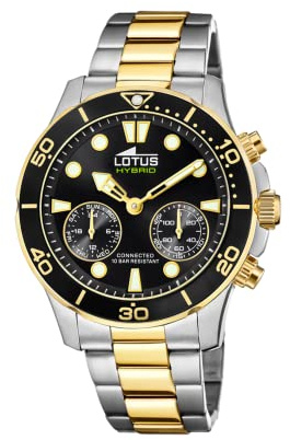 Lotus Uhr Smart Herren Hybrid Connected aus Edelstahl 316l | Analog-Smartwatch, Wasserdicht 10 ATM 18801/2, Musiksteuerung, Schrittzähler, Anrufbenachrichtigung und -ablehnung