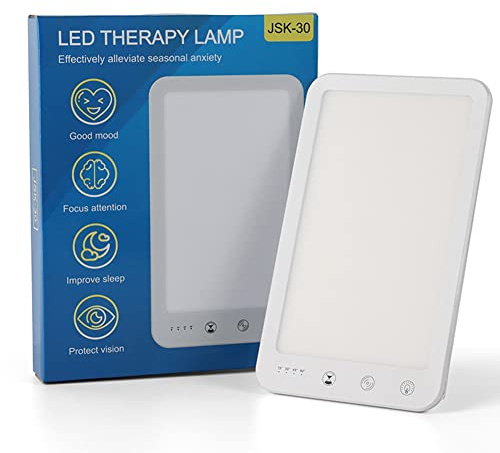 Lámpara De Luz Diurna, 10000 Lux Lámpara Solar Portátil, Sin Rayos UV 5 Niveles De Brillo Temporizador De 4 Modos, Mejora El Estado De Ánimo Y La Moral De Trastorno Del Sueñ SAD,Blanco