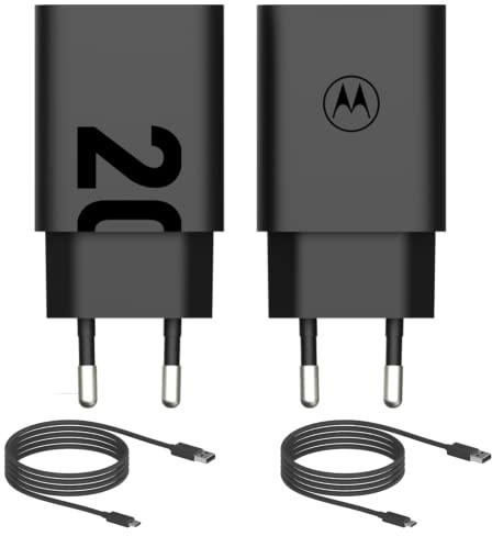 Motorola Chargers - Packung von 2-20W Turbopower Maßen -Schnellladegerät/Stromadapter mit 1M USB -C -Kabel.