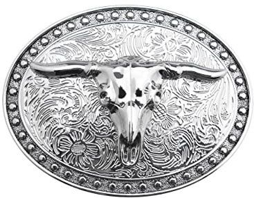 ECSiNG Longhorn Gürtelschnalle Western Cowboy Wechselgürtel Schnalle Mode Retro Zubehörteil für Herren Männer Jugendliche Passend für 3,8–4 cm breite Gürtel