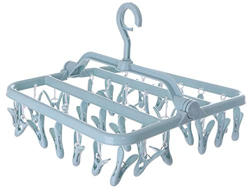 GmeDhc Stendibiancheria con 32 Pinze, Stendino per Calzini Pieghevole, Stendino in Plastica Girevole, Per Bambini Vestiti, Biancheria Intima, Calzini, Asciugamano