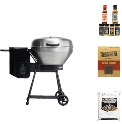 recteq Pellet Grill RT-B380 Bullseye + Grilling Basics Bundle, BBQ, Outdoor, and Electric Pellet Smoker Grill, Electric Smokers, Uses 100% Wood Pellets for Ribs, Brisket, Chicken, Sear, Smoke