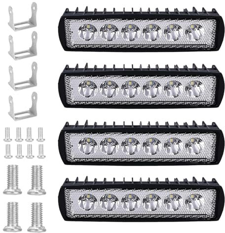 Xinlie 4PCS Phare de Travail LED 12V Etanche IP67 Phare de Travail 6000K Spot Feux Antibrouillard Antibrouillard LED Voiture Phare LED Voiture pour Voiture Camion Tracteur SUV Bateau Quad Vehicule