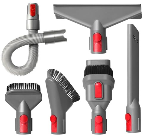Replacement Attachment Kit compatible with Dyson V7 V8 V10 V11 V15 Absolute Animal Vacuum Cleaner, Flexible Extension Hose Mattress Tool Stiff Brush Soft Bristle Attachment, and Flexible Crevice Tool