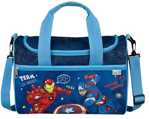 Scooli - Borsa sportiva Marvel Avengers per bambini - Ampio scomparto principale - Tracolla regolabile - Design da supereroe - Resistente