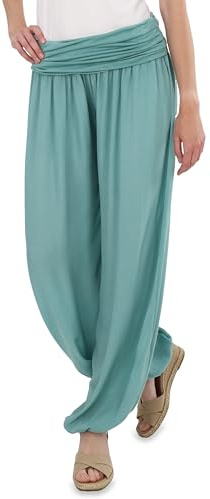 Malito - Sarouel Bouffant en Coton pour Femme - Pantalon d'Été Léger pour la Danse et la Détente - Style Aladdin 1482 (Taille Unique XS à XL), Jade, 36-44